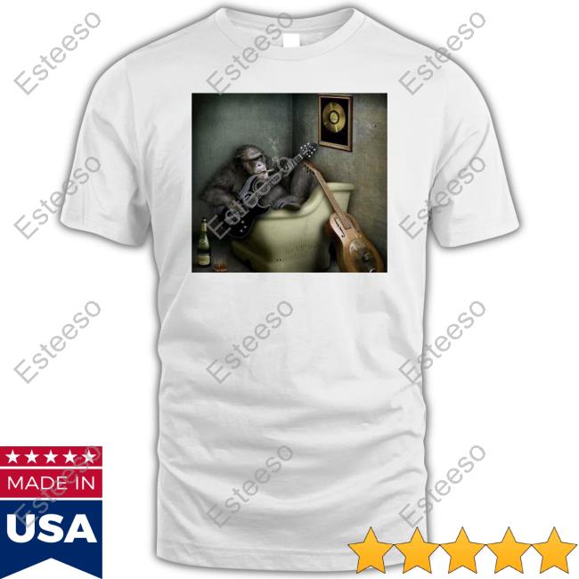 Orangutan Smoking Cigarette And Playing Guitar Official Shirt Orangutan Smoking Cigarette And Playing Guitar Official Shirt