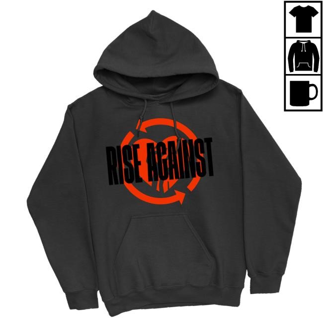 Rise Against Merch Store Red Heartfist Label Pullover Hoodie (Black) Shirt