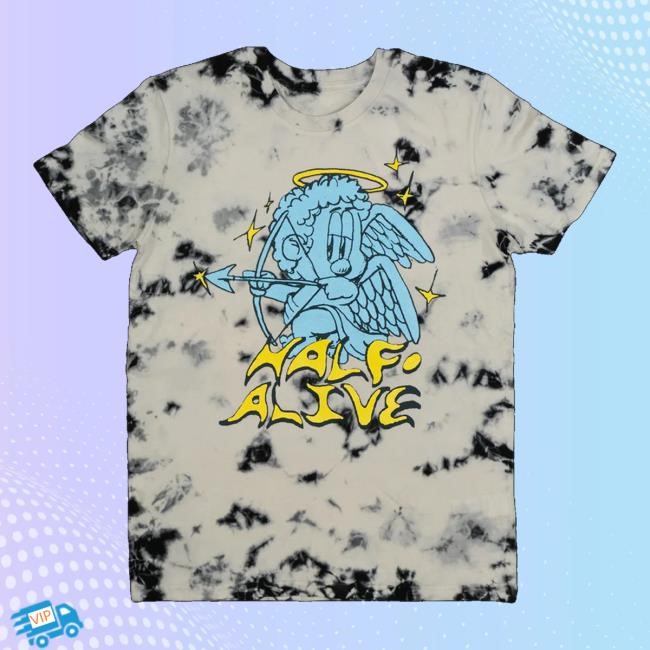 Half Alive Merch Store Half Alive Cupid Black/White Dye Zip Up Hooded Sweatshirt